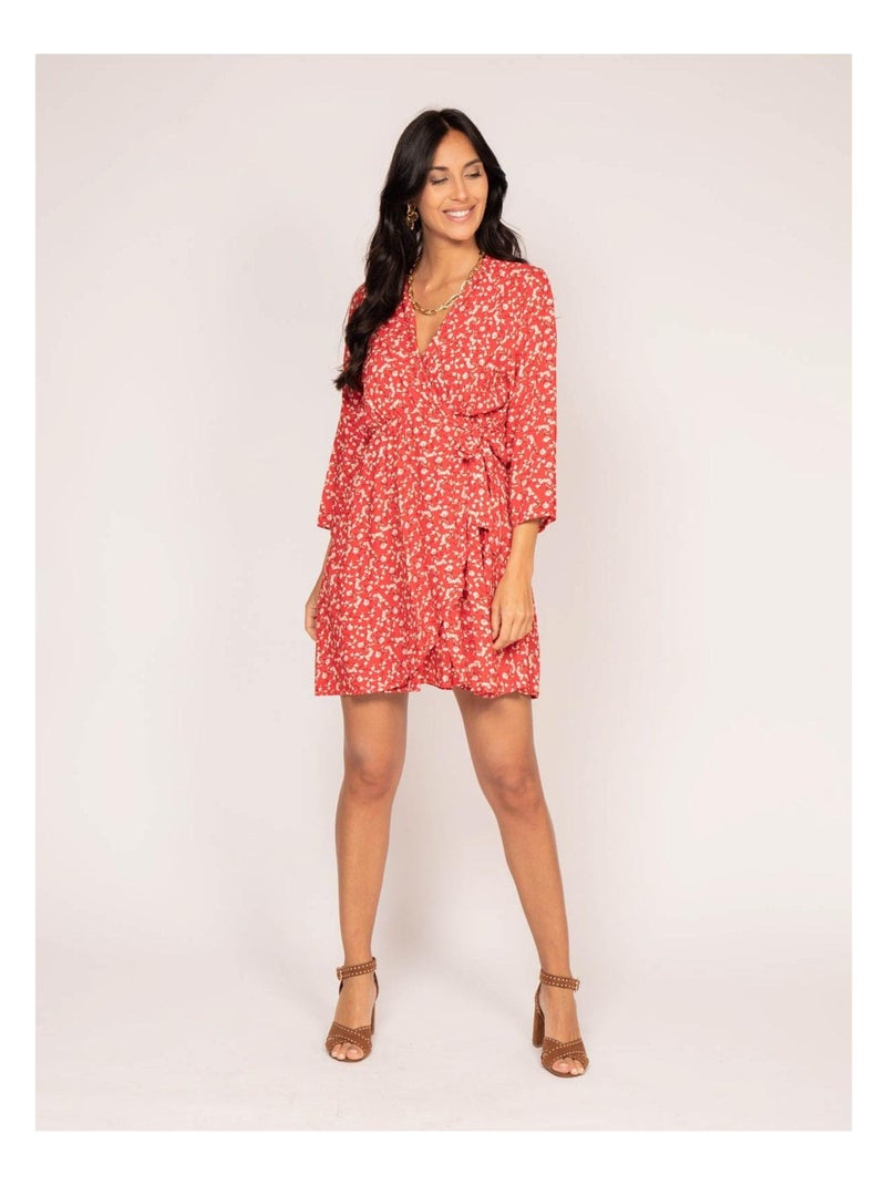 Robe courte portefeuille motifs INEO Rouge - Kiabi