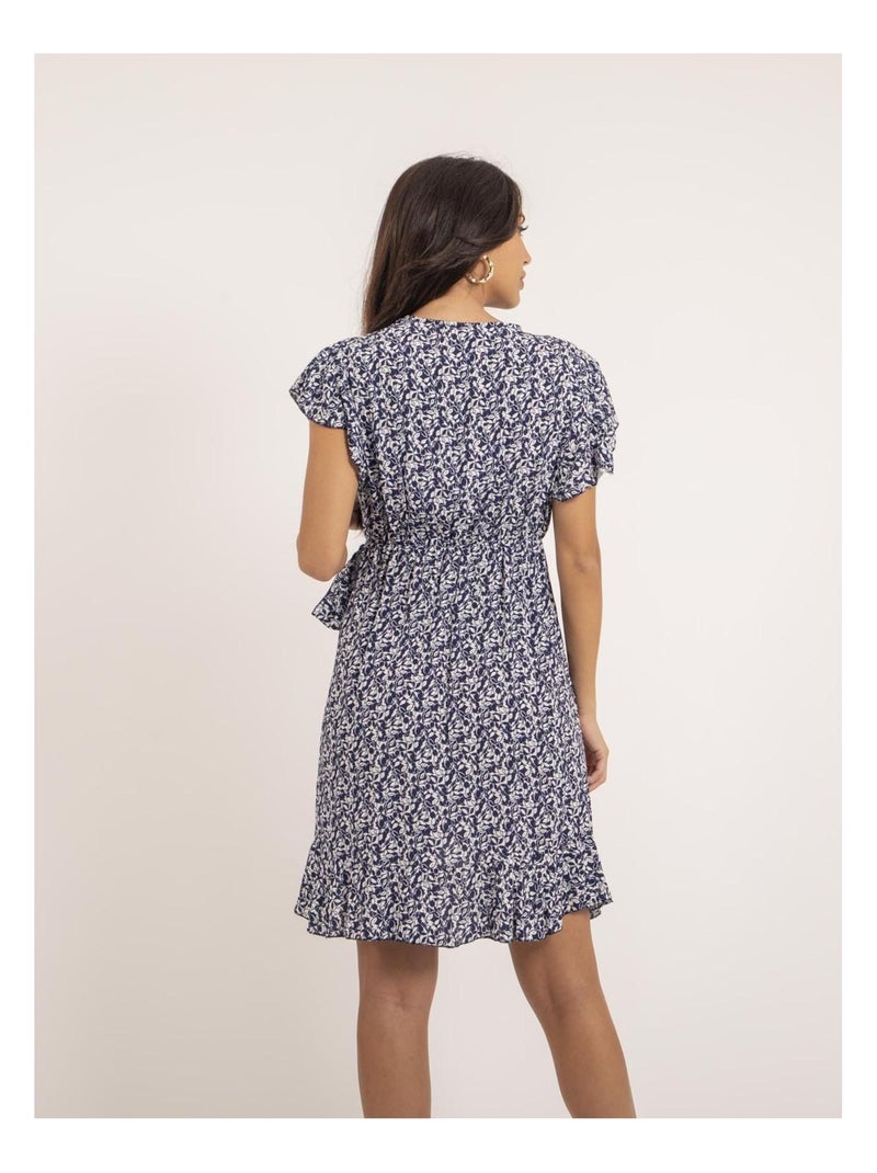 Robe courte portefeuille motifs INEZA Bleu marine - Kiabi