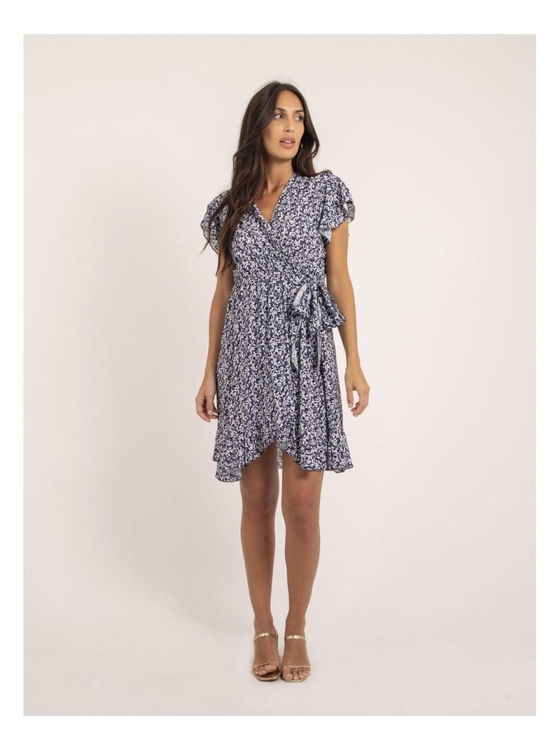 Robe courte portefeuille motifs INEZA Bleu marine - Kiabi
