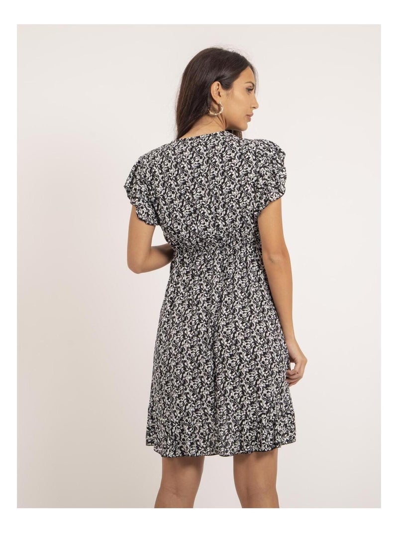 Robe courte portefeuille motifs INEZA Noir - Kiabi