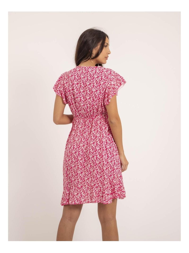 Robe courte portefeuille motifs INEZA Rose - Kiabi