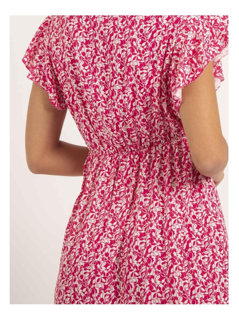 Robe courte portefeuille motifs INEZA Rose - Kiabi