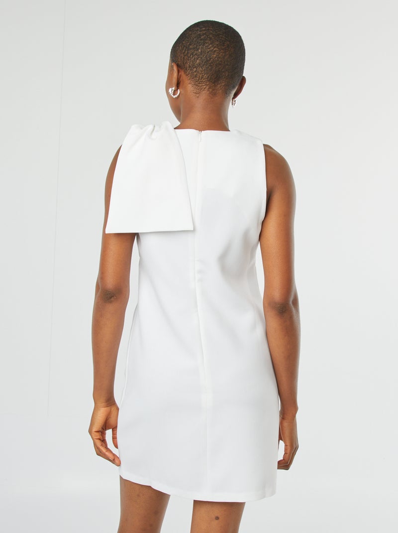 Robe courte sans manches avec nœud fantaisie Blanc - Kiabi