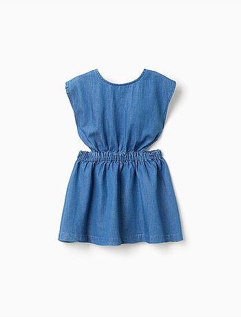 Robe courte sans manches en jean avec découpes