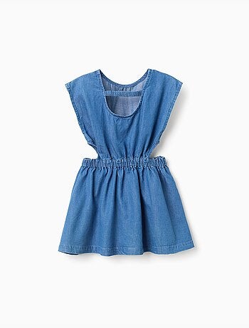 Robe courte sans manches en jean avec découpes