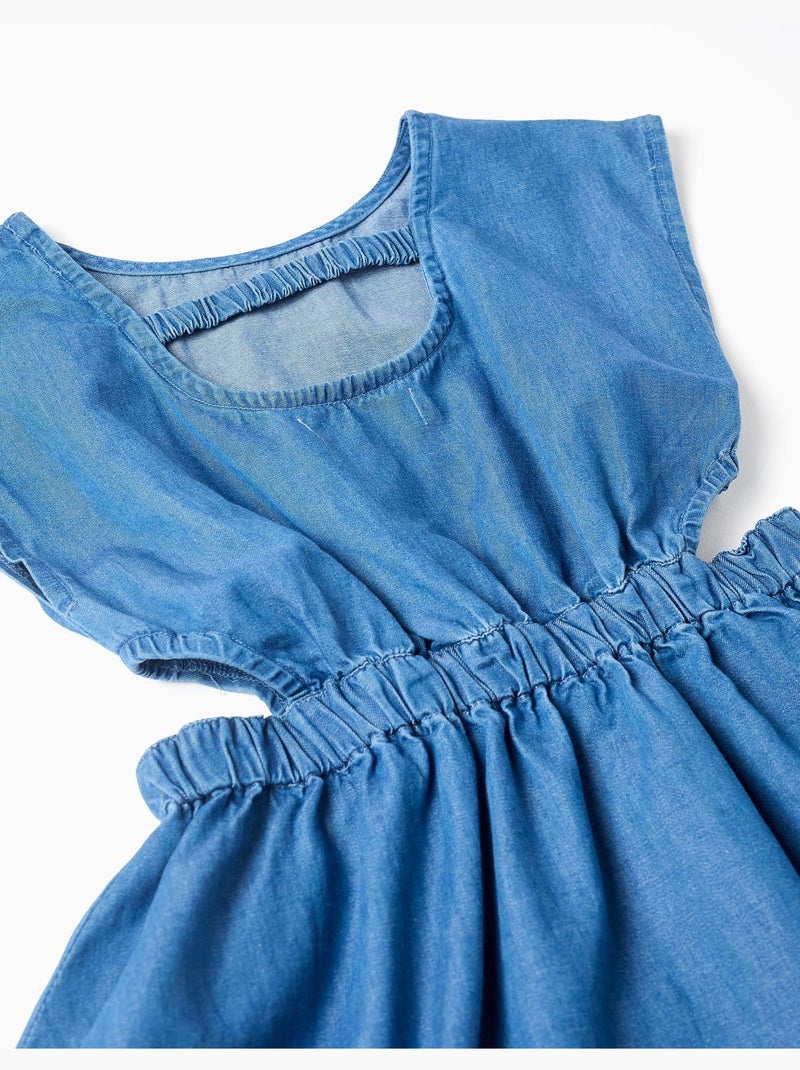 Robe courte sans manches en jean avec découpes Bleu clair - Kiabi