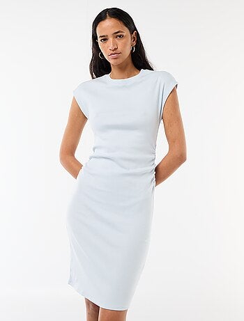Robe courte sans manches en matière côtelée