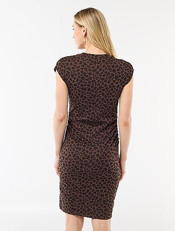 Robe courte sans manches en matière côtelée