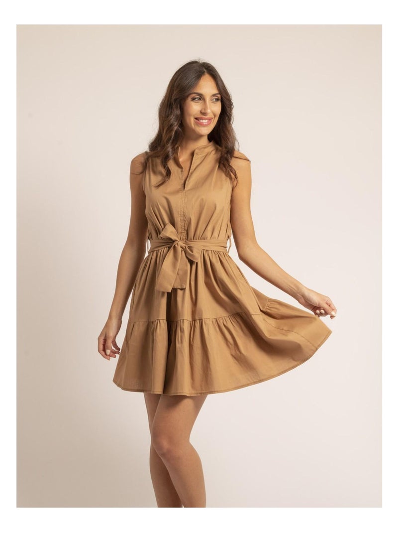 Robe courte sans manches ISOLINA Marron caramel - Kiabi