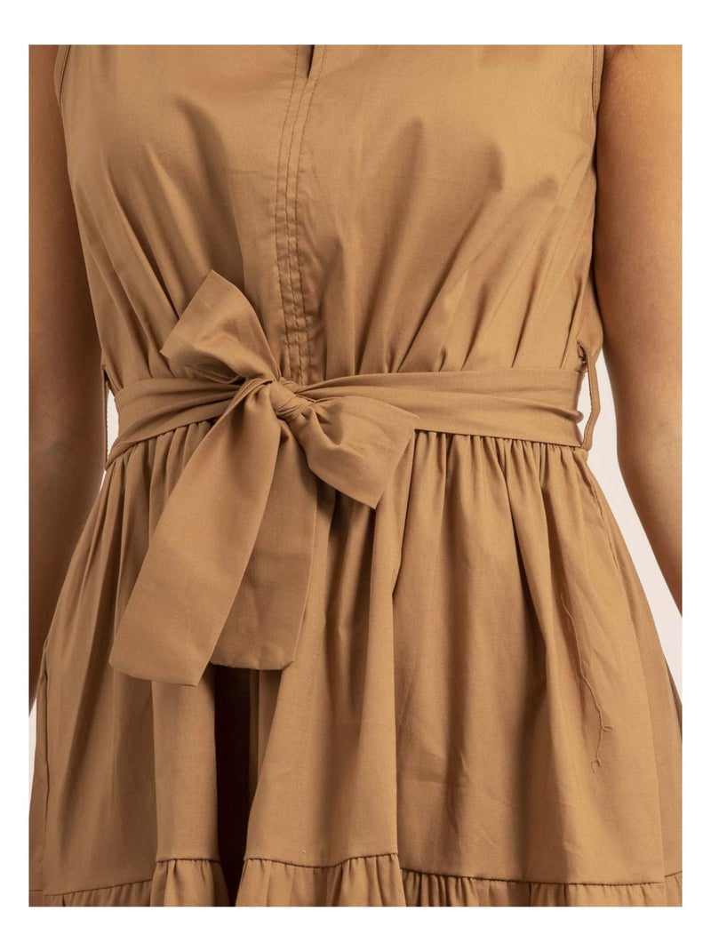 Robe courte sans manches ISOLINA Marron caramel - Kiabi