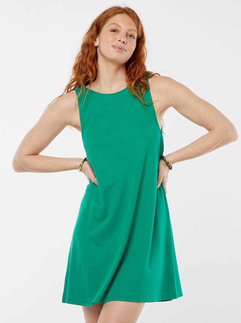 Robe courte femme jaune sans manches a volants