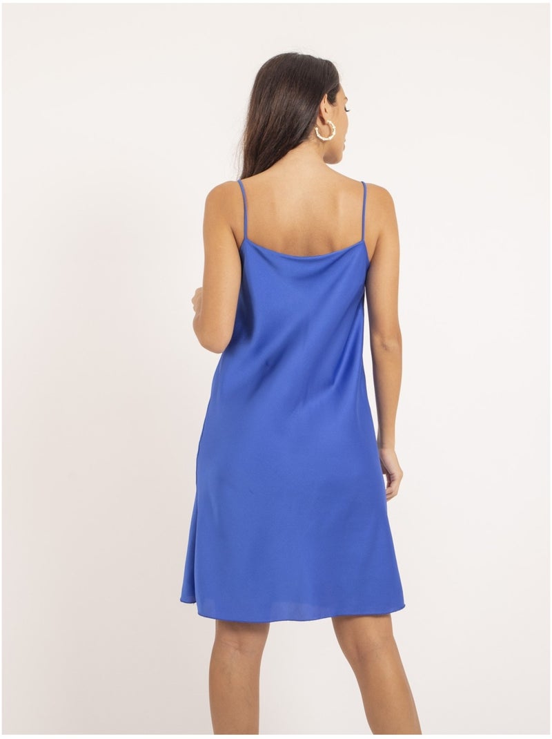 Robe courte satin IDALIA Bleu roi - Kiabi