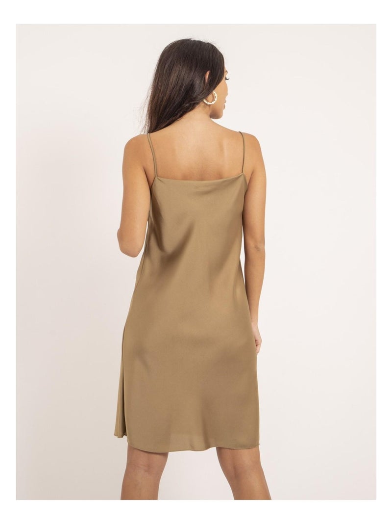 Robe courte satin IDALIA Marron caramel - Kiabi