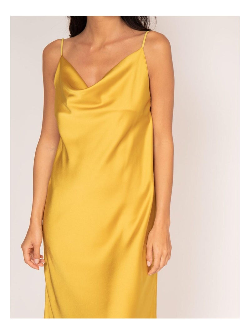 Robe courte satin IDALIA Moutarde - Kiabi