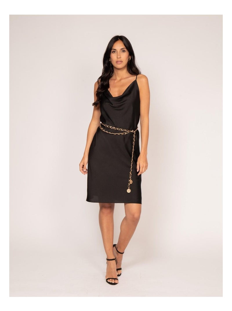 Robe courte satin IDALIA Noir - Kiabi