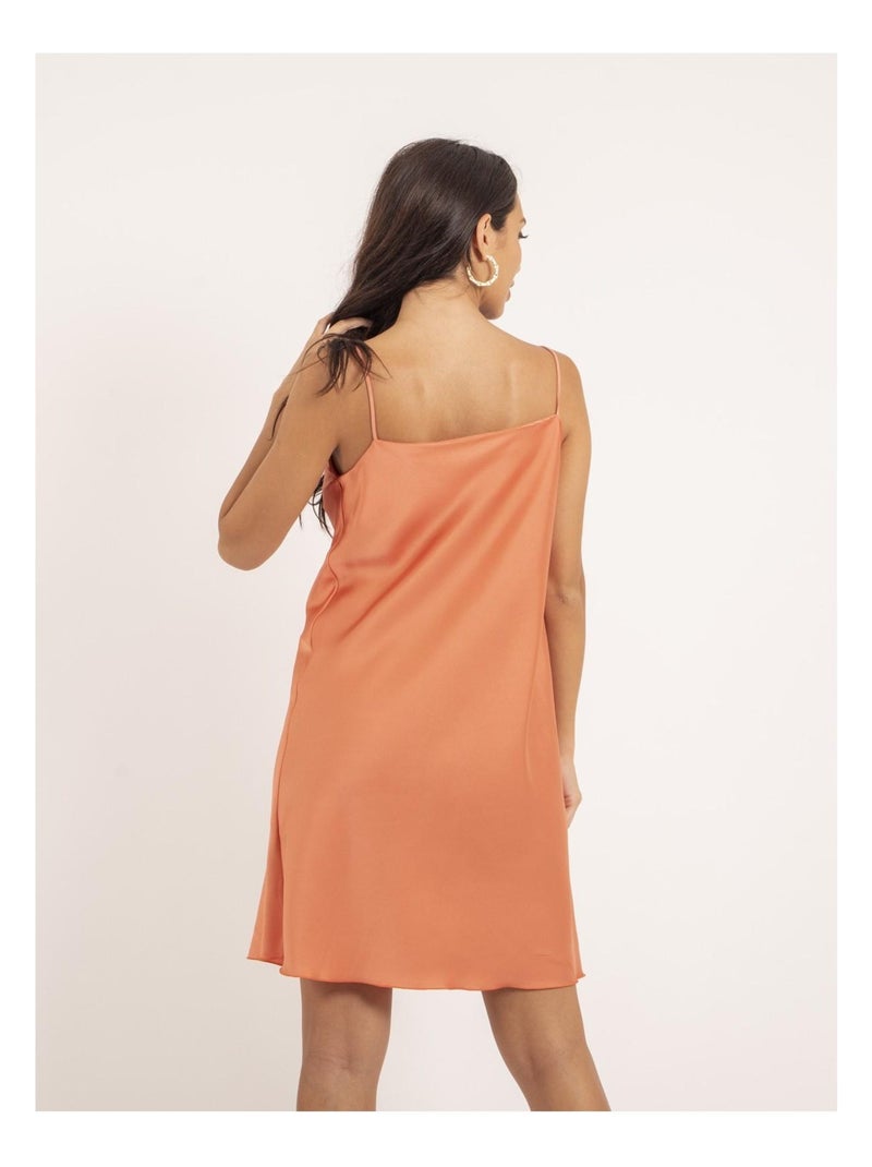 Robe courte satin IDALIA Orange corail - Kiabi