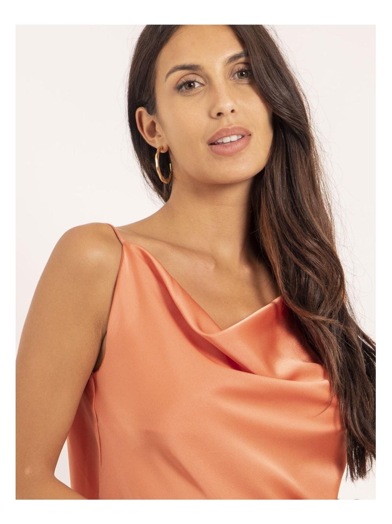 Robe courte satin IDALIA Orange corail - Kiabi