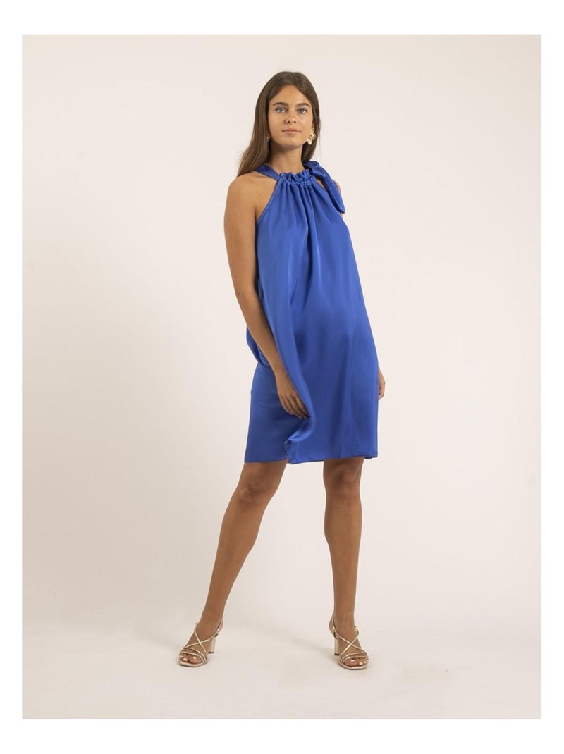 Robe courte satin IMUNE Bleu - Kiabi