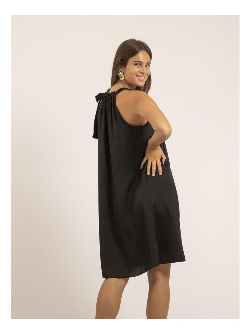 Robe courte satin IMUNE Noir - Kiabi