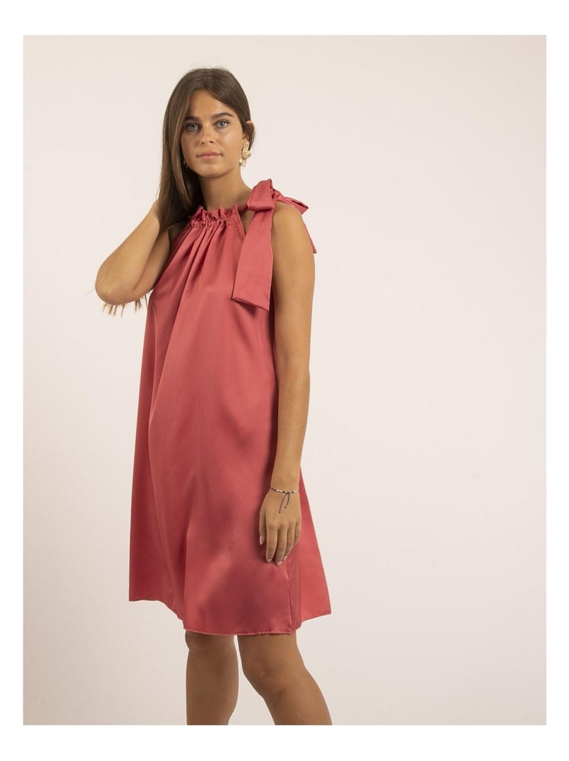 Robe courte satin IMUNE Orange corail - Kiabi