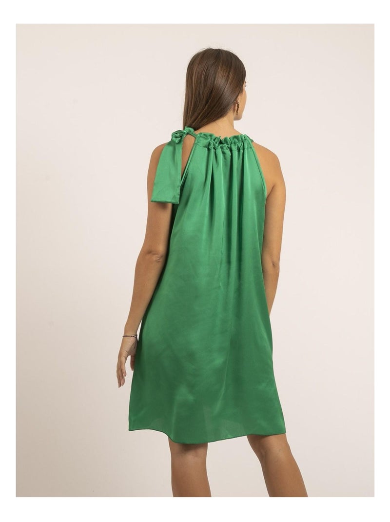 Robe courte satin IMUNE Vert - Kiabi