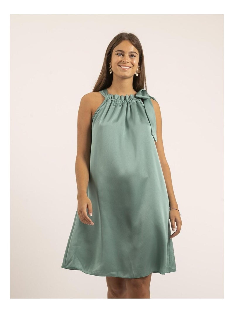 Robe courte satin IMUNE Vert d'eau - Kiabi