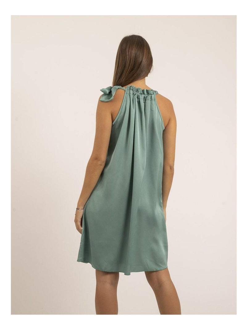 Robe courte satin IMUNE Vert d'eau - Kiabi