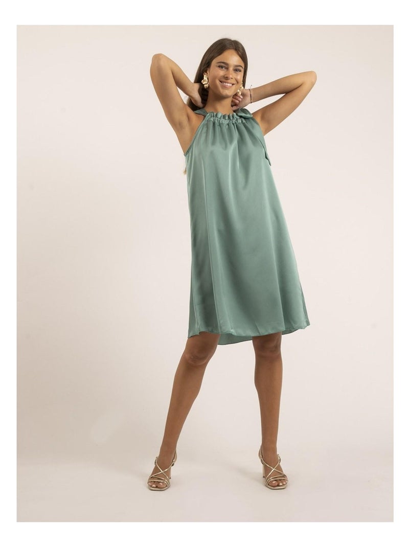 Robe courte satin IMUNE Vert d'eau - Kiabi