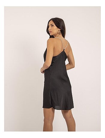 Robe courte satin manches bijoux IWAEL