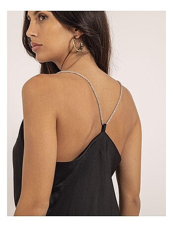 Robe courte satin manches bijoux IWAEL