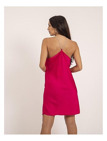Robe courte satin manches bijoux IWAEL