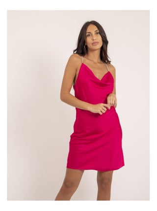 Robe courte satin manches bijoux IWAEL