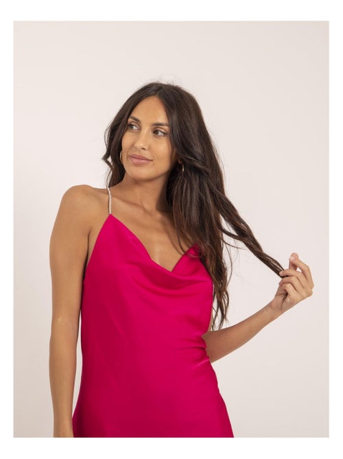 Robe courte satin manches bijoux IWAEL - Kiabi