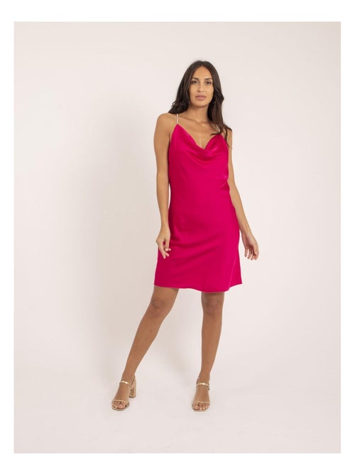 Robe courte satin manches bijoux IWAEL - Kiabi