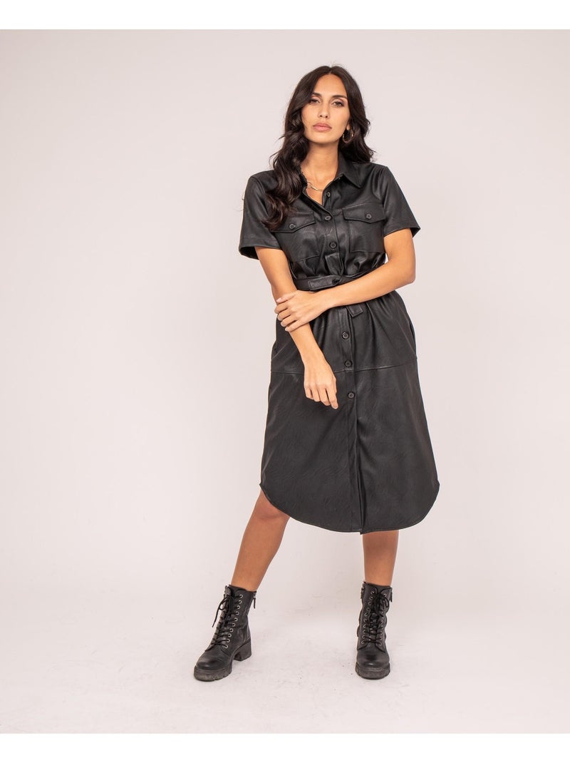 Robe courte simili cuir IRRLY Noir - Kiabi