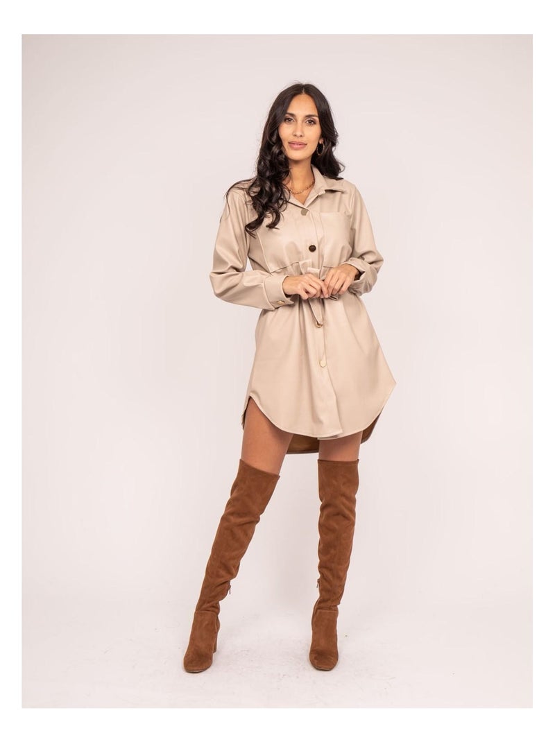 Robe courte simili isky Beige - Kiabi