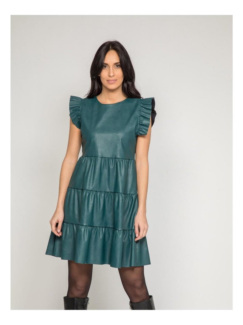 Robe courte similicuir IODINE Bleu canard - Kiabi