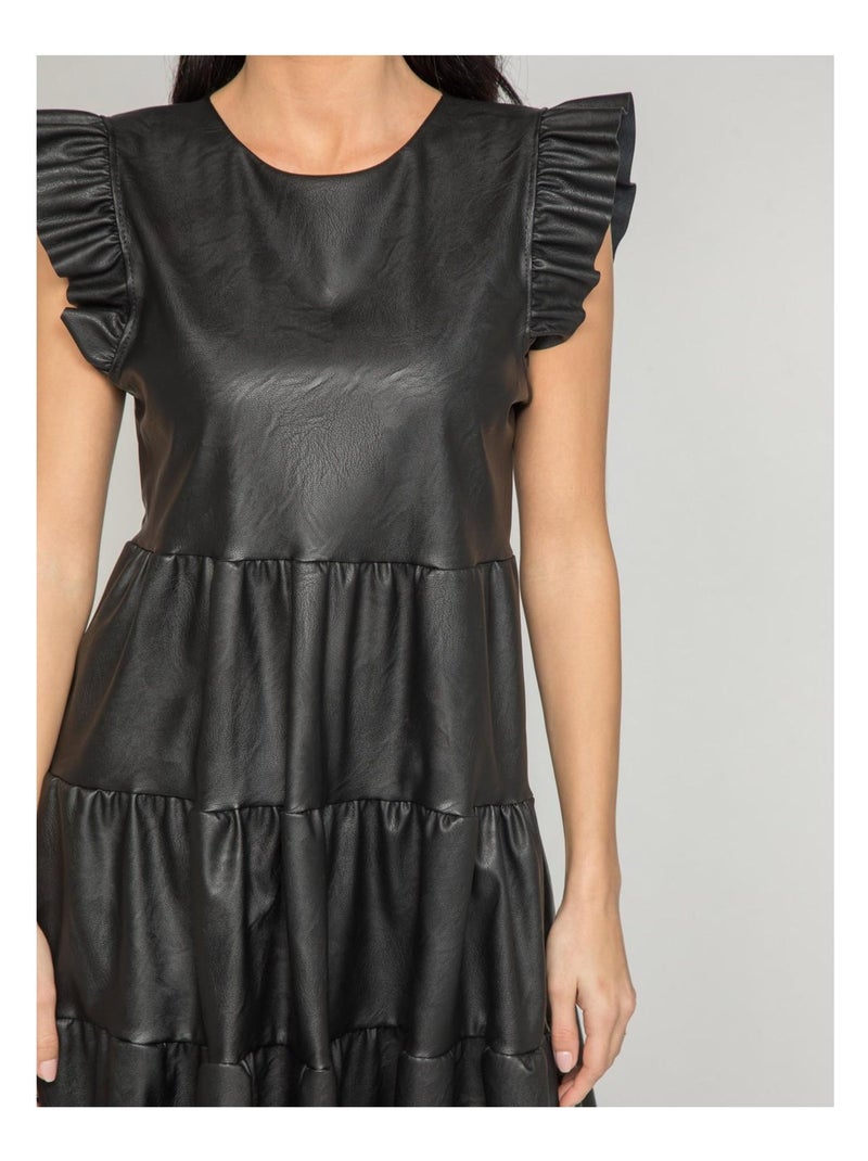 Robe courte similicuir iodine Noir - Kiabi