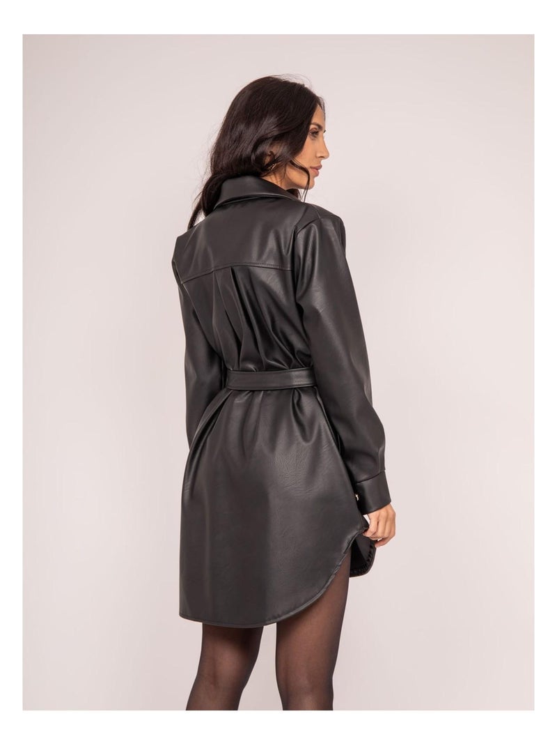 Robe courte similicuir ISKY Noir - Kiabi