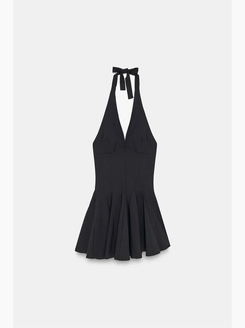 Robe courte skater à col halter dilvin Noir - Kiabi