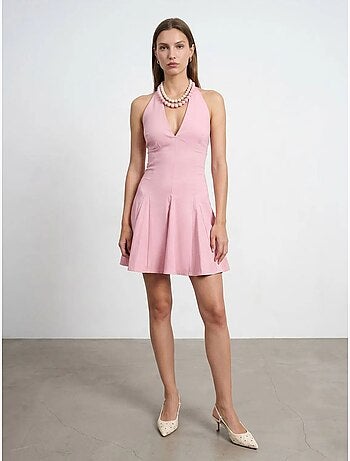 Robe Courte Skater À Col Halter