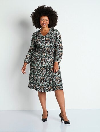 Robe courte smockée maille imprimé fleuri