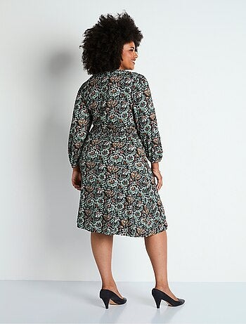 Robe courte smockée maille imprimé fleuri