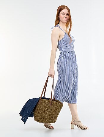 Robe courte smockée unie