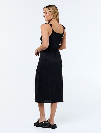 Robe courte smockée unie