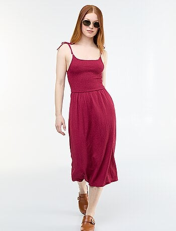 Robe courte smockée unie