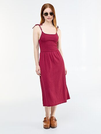 Robe courte smockée unie