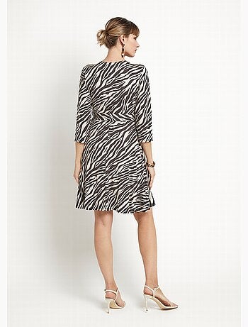 Robe courte stretch cache-c¿ur, motif zèbre - Afibel