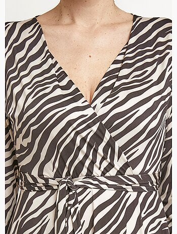 Robe courte stretch cache-c¿ur, motif zèbre - Afibel