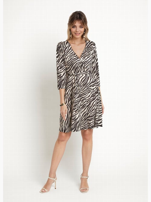 Robe courte stretch cache-c¿ur, motif zèbre - Afibel - Kiabi Robe courte stretch cache-c¿ur, motif zèbre - Afibel - Kiabi